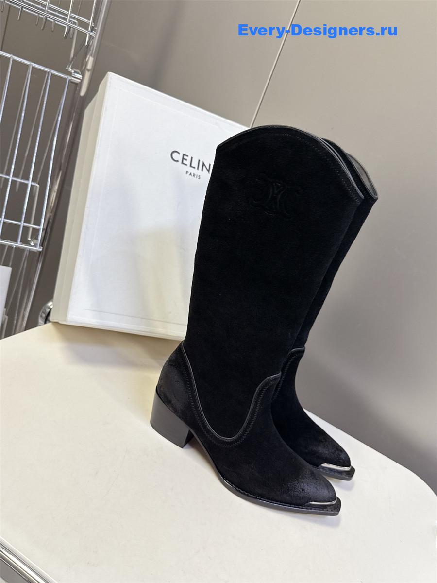 Ce1i*e black suede knee-high boots