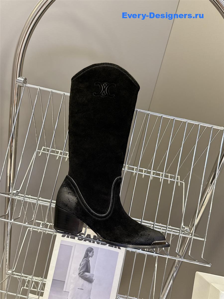 Ce1i*e black suede knee-high boots