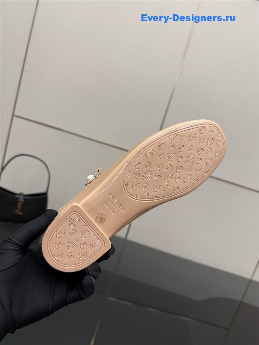 Jimmy Cho Eleri Beige Patent Ballet Flats