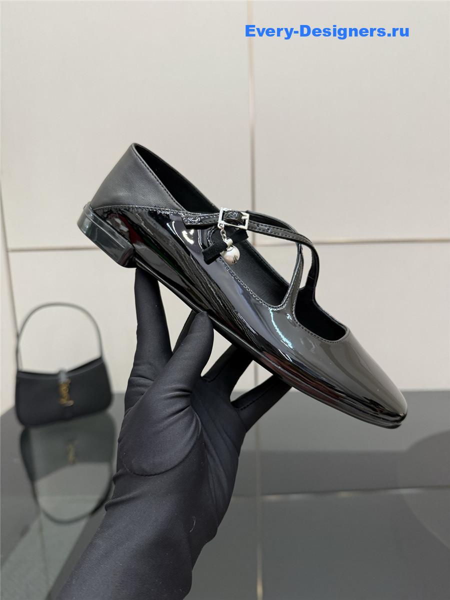 Jimmy Cho Eleri Black Patent Ballet Flats