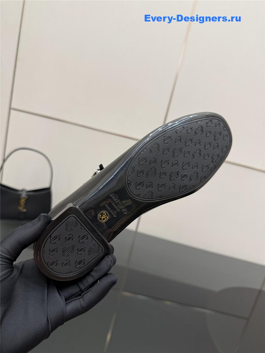 Jimmy Cho Eleri Black Patent Ballet Flats