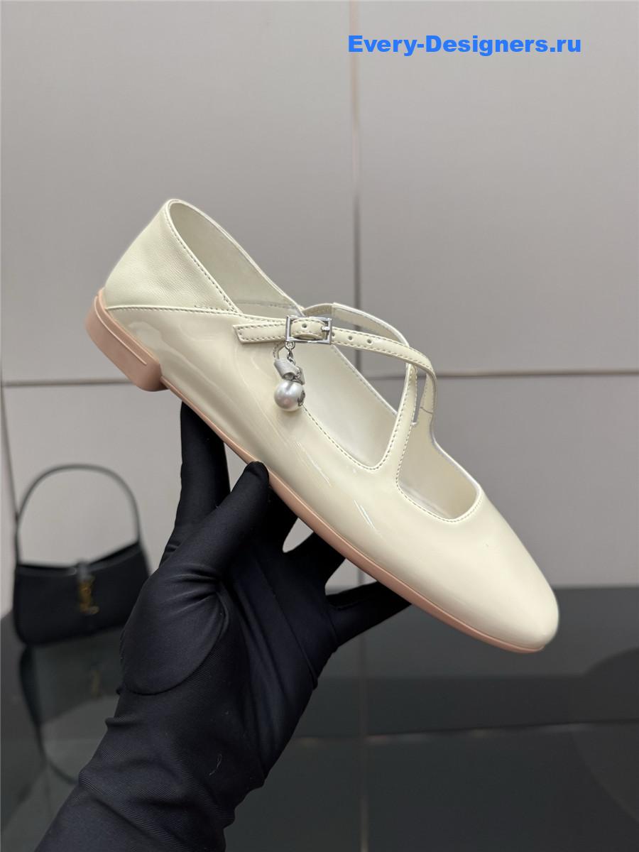 Jimmy Cho Eleri White Patent Ballet Flats