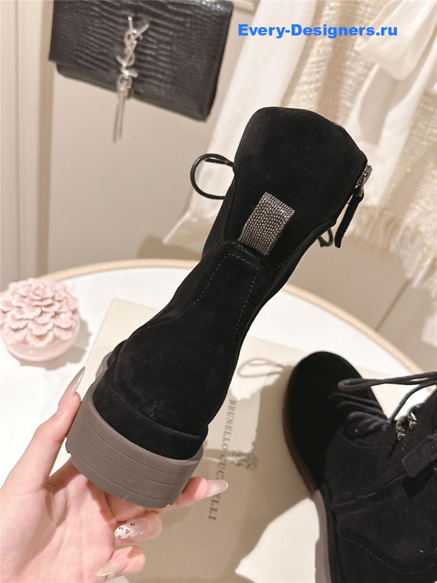 BC Bead-Embellished Black Suede Ankle Boots