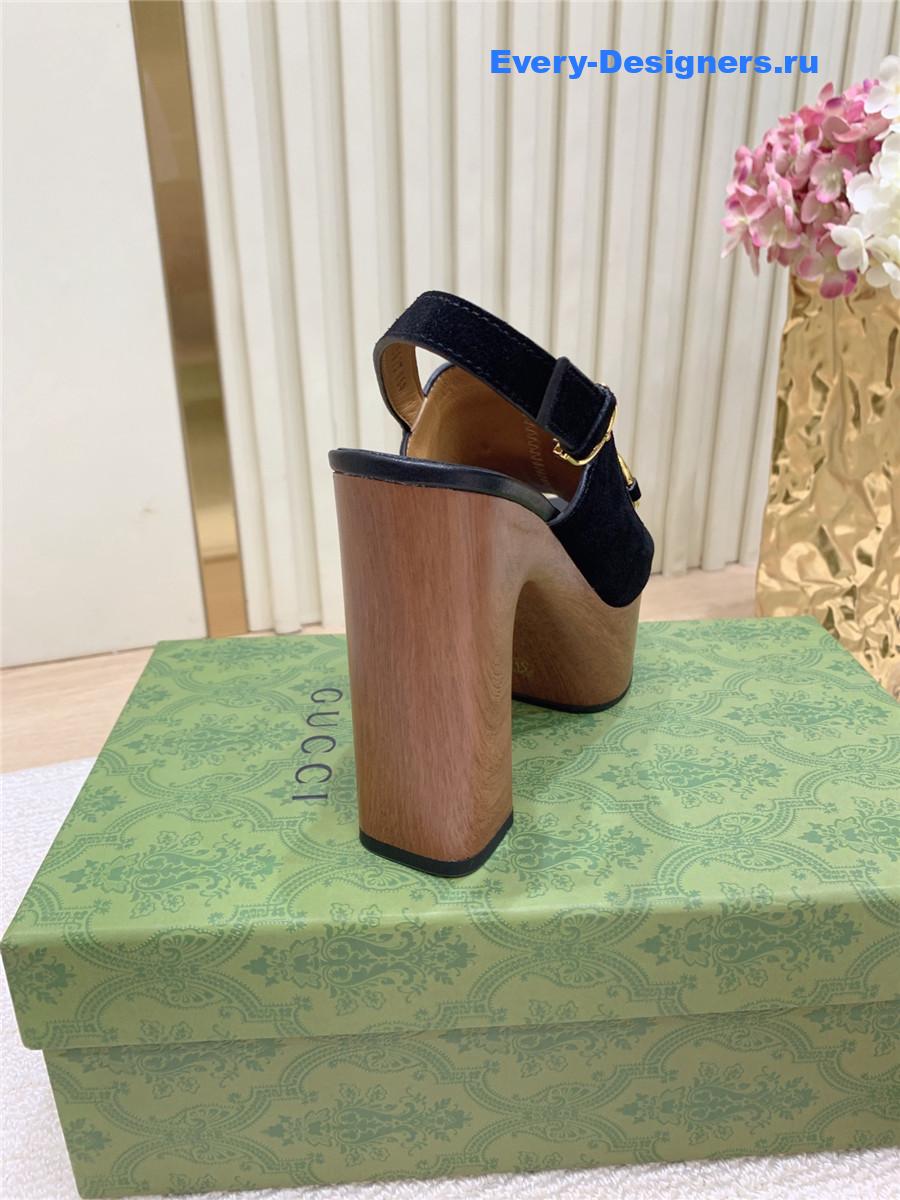 Gvc*1 black suede horsebit platform sandals