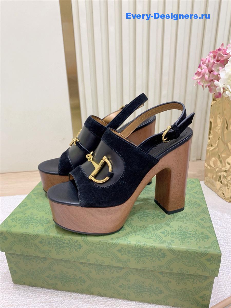 Gvc*1 black suede horsebit platform sandals
