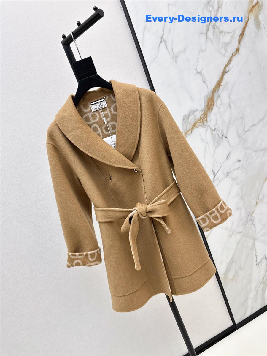 H**me5 brown cashmere mid-length coat