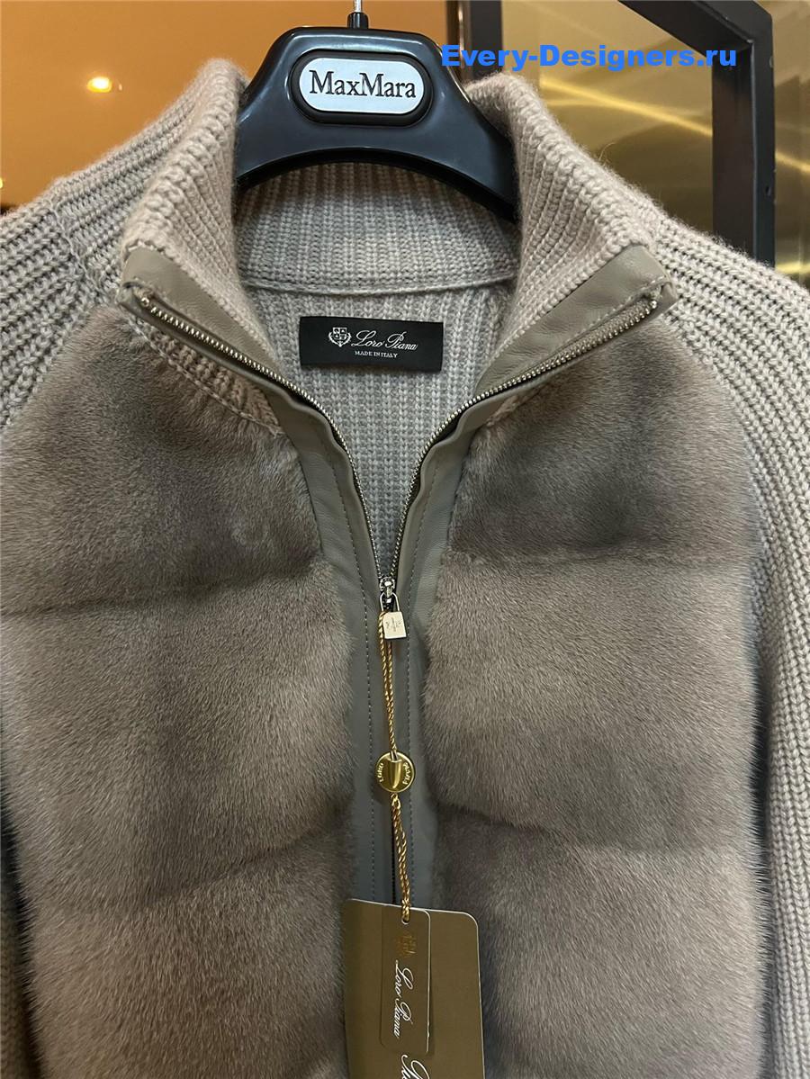 L0r0 P1ana grey mink cashmere coat