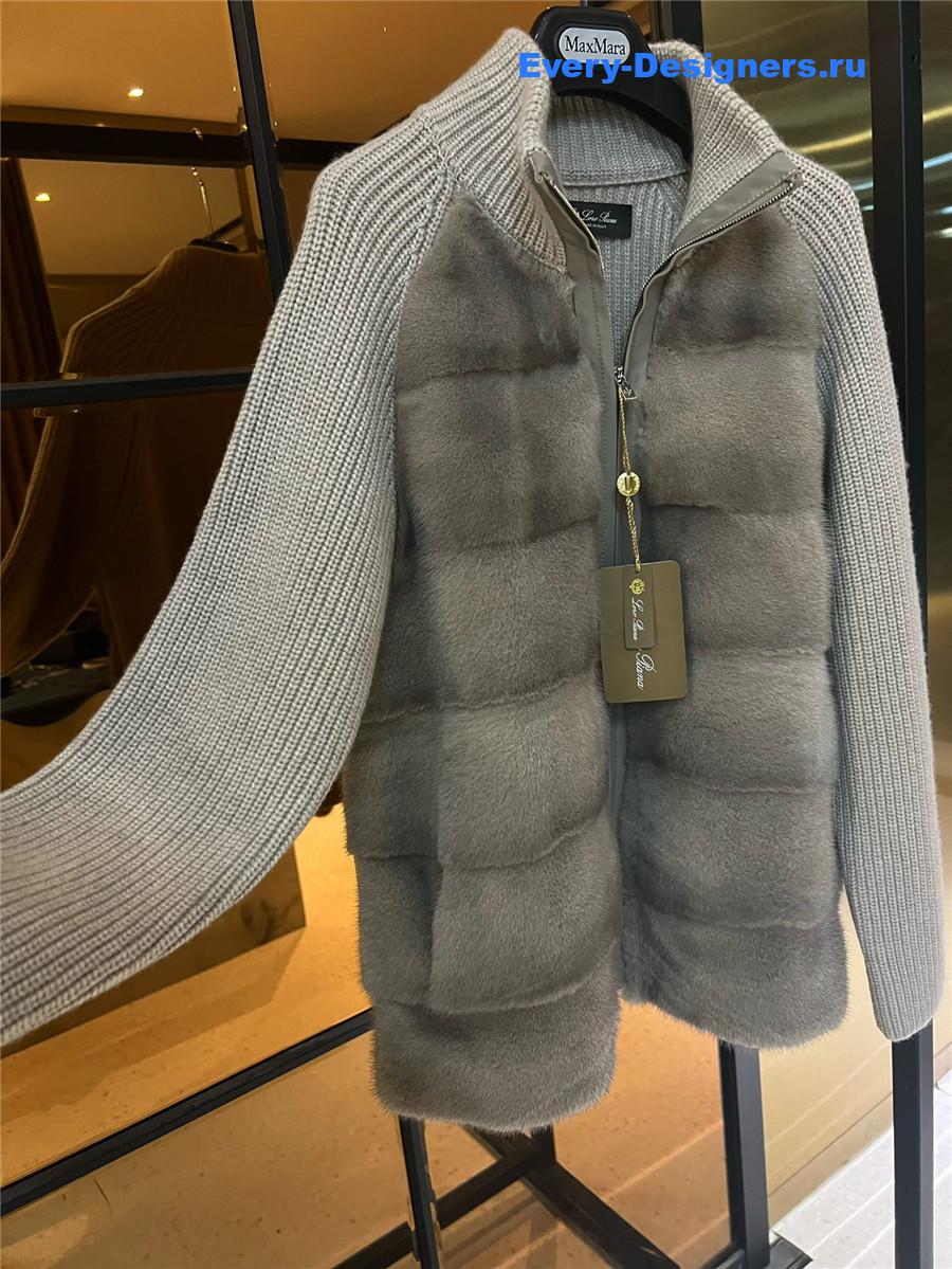 L0r0 P1ana grey mink cashmere coat