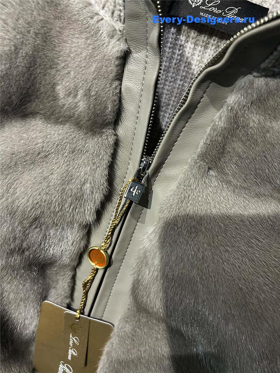 L0r0 P1ana grey mink cashmere coat