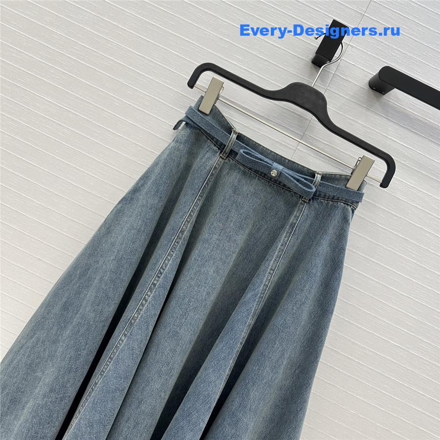 Zimm Washed Blue Denim Maxi Skirt