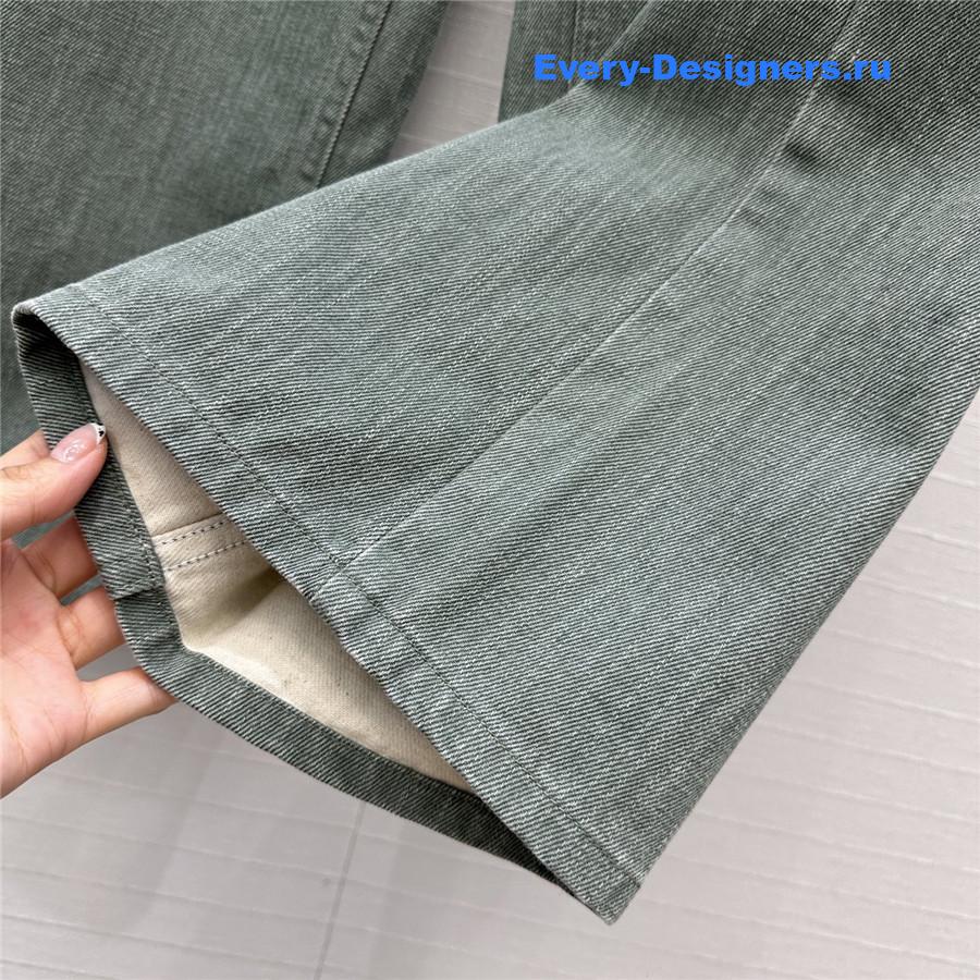 L0ew* green denim wide-leg pants