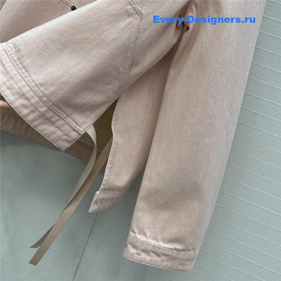 L0ew* leather-trimmed pink denim jacket