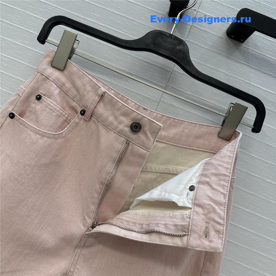 L0ew* pink denim wide-leg pants