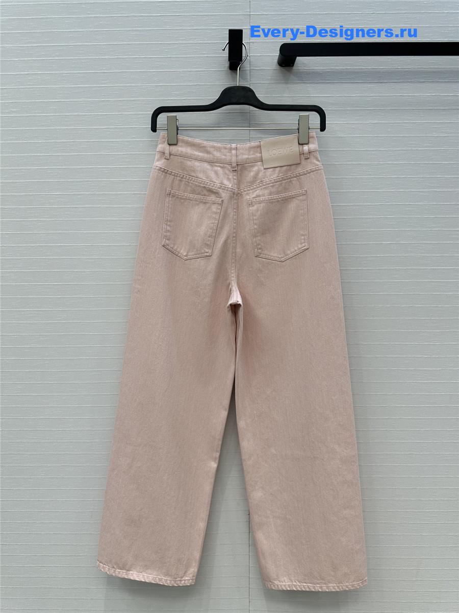 L0ew* pink denim wide-leg pants