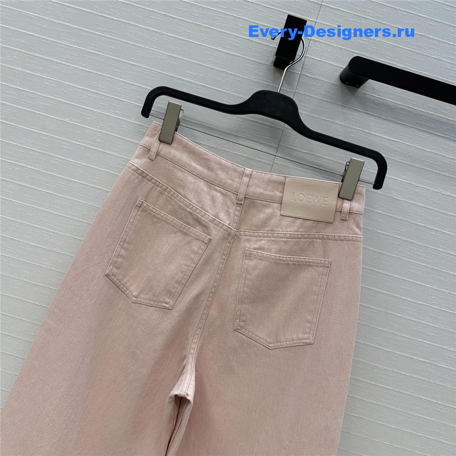 L0ew* pink denim wide-leg pants