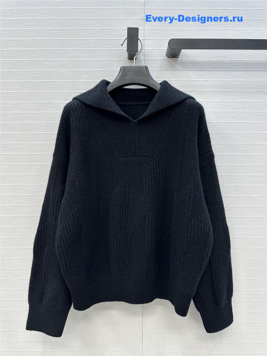 H**me5 logo jacquard black cashmere sweater