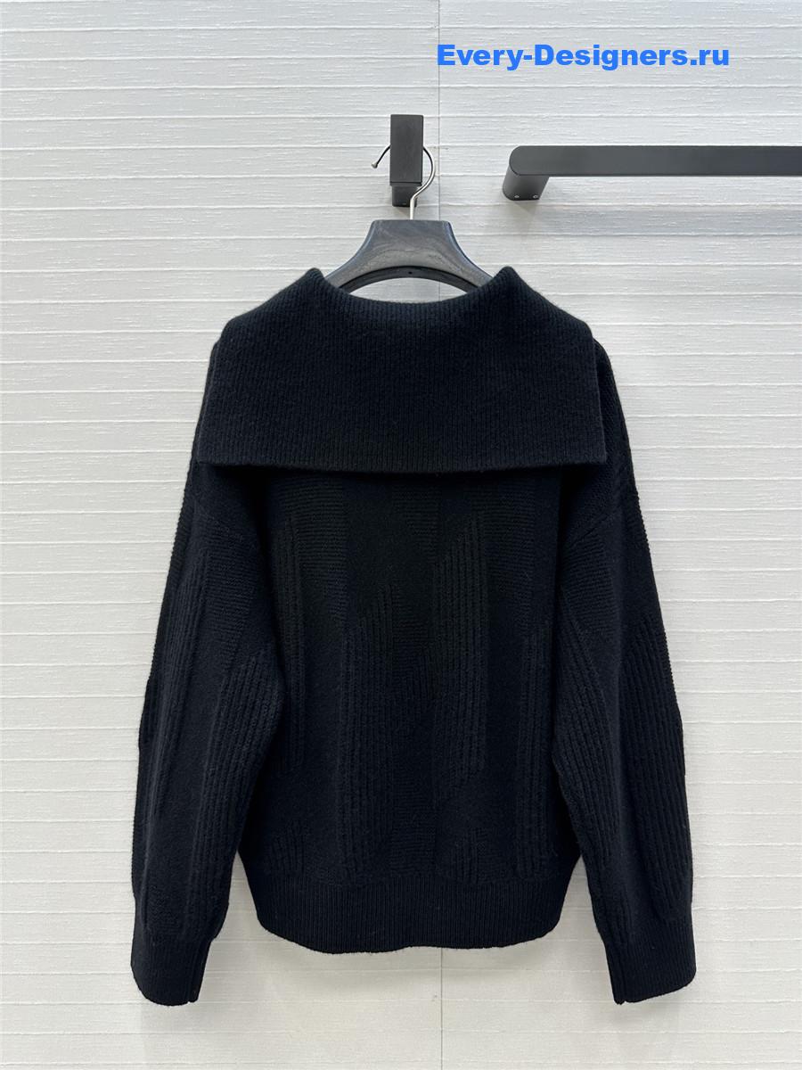 H**me5 logo jacquard black cashmere sweater