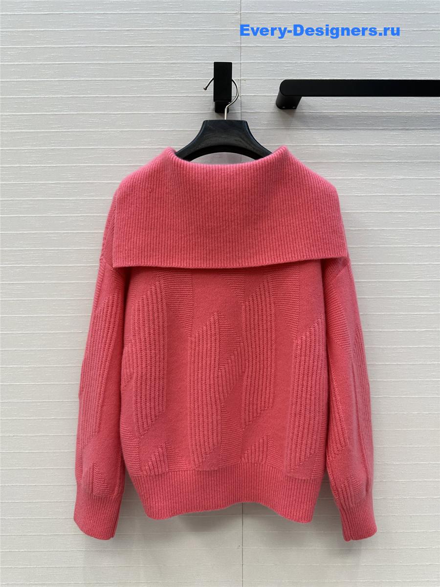 H**me5 logo jacquard pink cashmere sweater