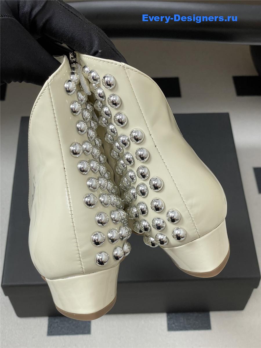ALAIA Studded White Leather Ankle Boot