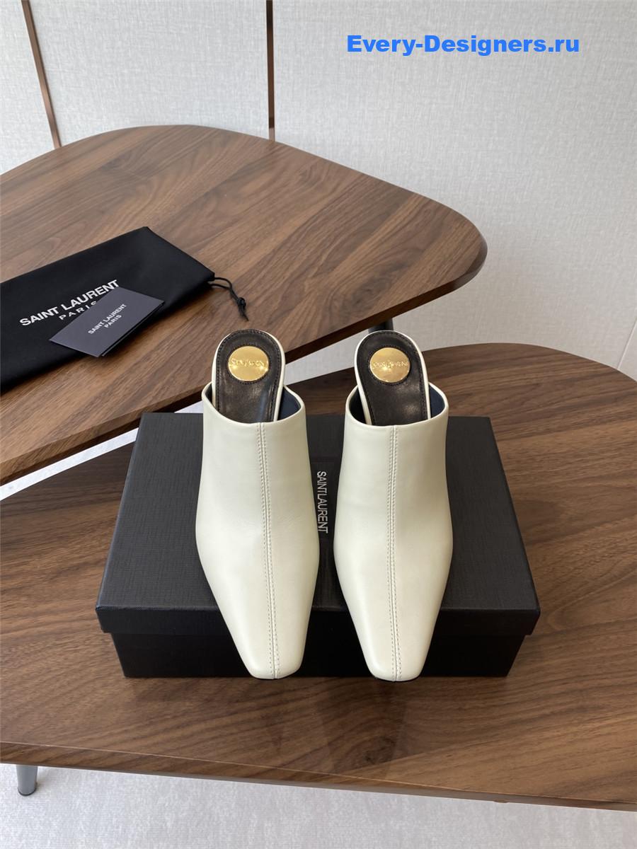 Sa1nt Lau*nt white leather mules