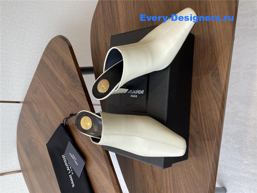 Sa1nt Lau*nt white leather mules