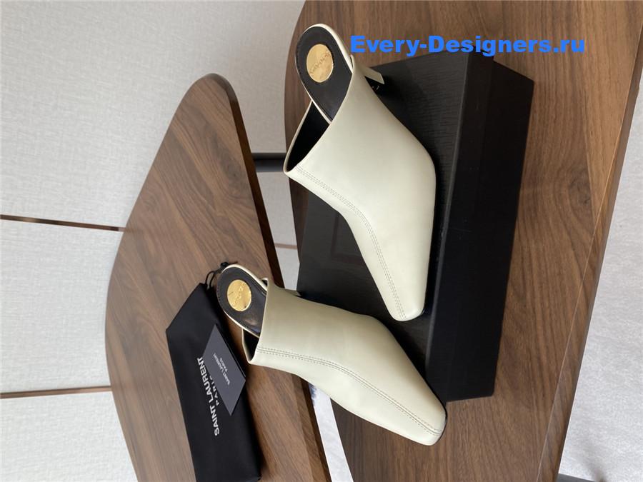 Sa1nt Lau*nt white leather mules