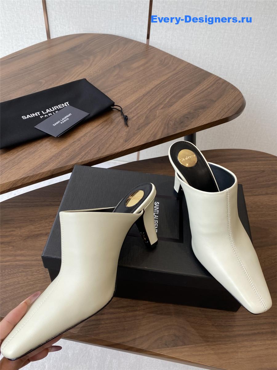 Sa1nt Lau*nt white leather mules