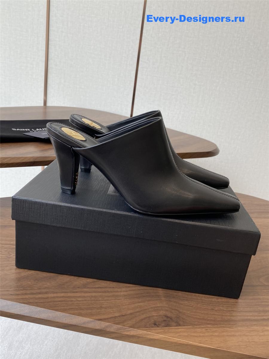 Sa1nt Lau*nt black leather mules