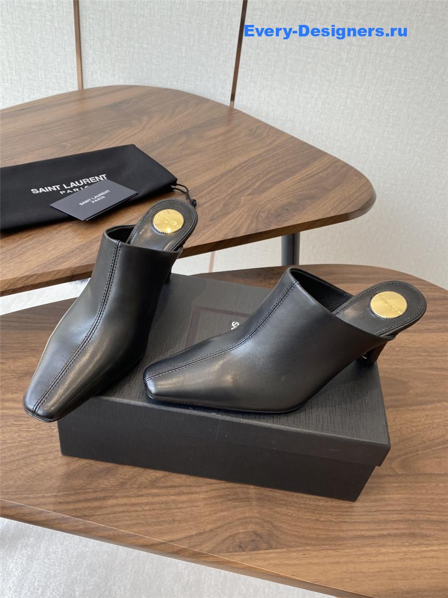 Sa1nt Lau*nt black leather mules