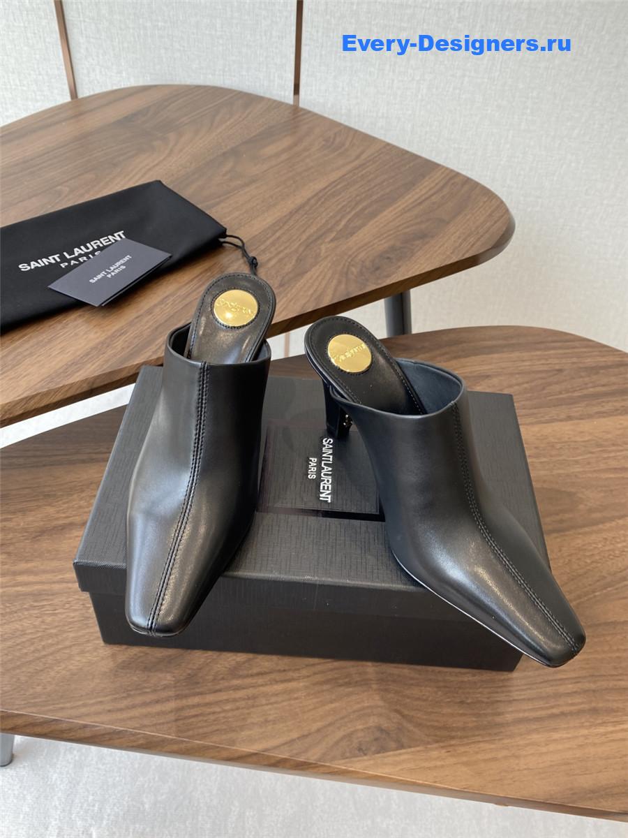 Sa1nt Lau*nt black leather mules