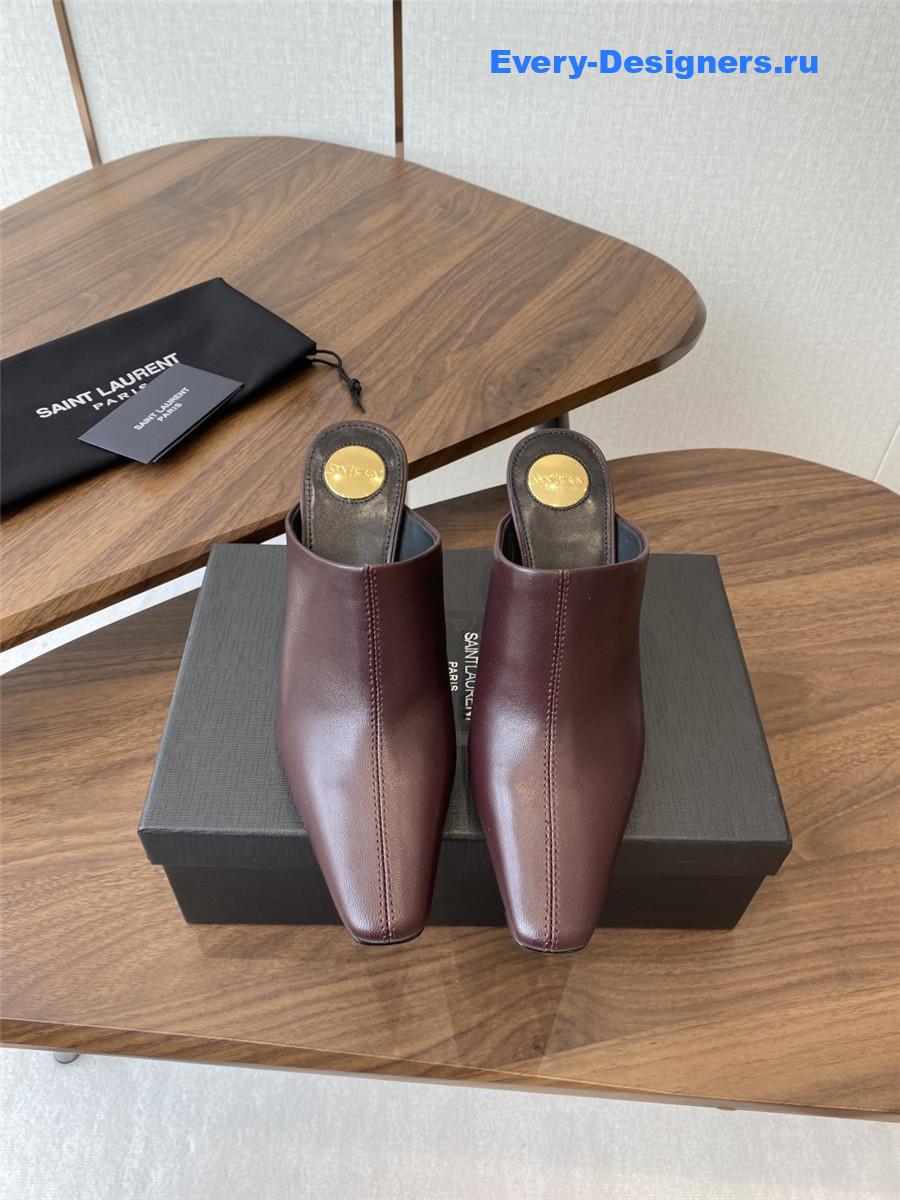 Sa1nt Lau*nt burgundy leather mules