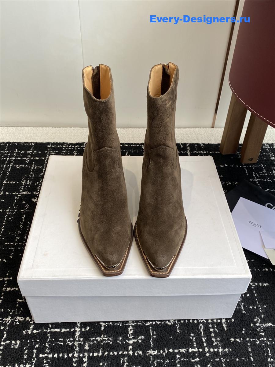 Ce1i*e womens brown suede zipped boots