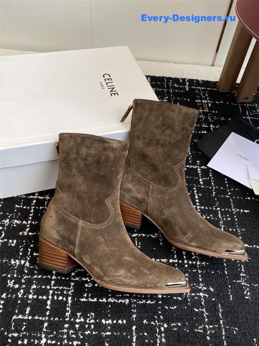 Ce1i*e womens brown suede zipped boots