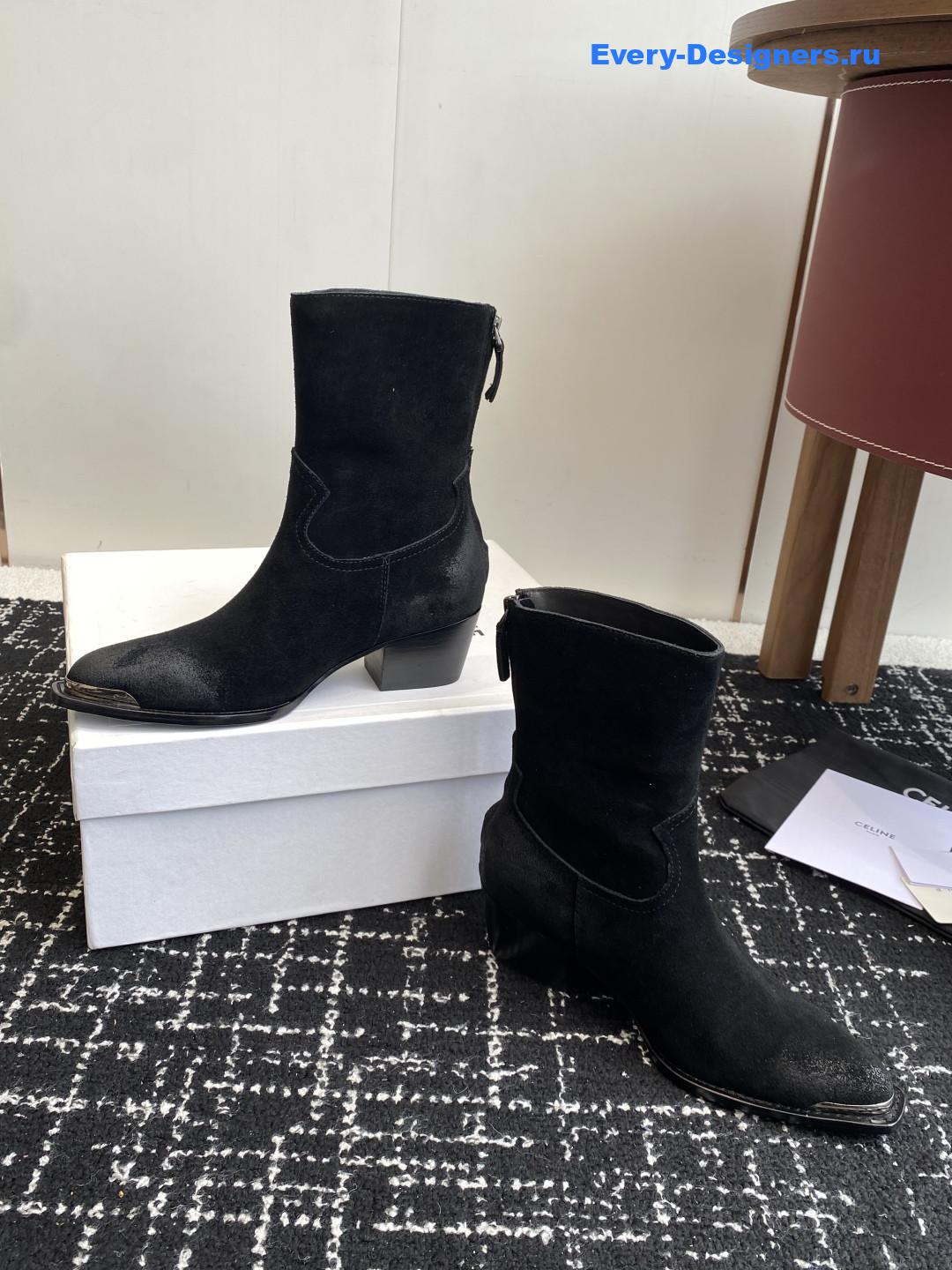 Ce1i*e womens black suede zipped boots