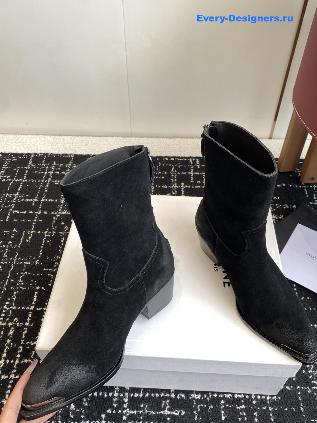 Ce1i*e womens black suede zipped boots