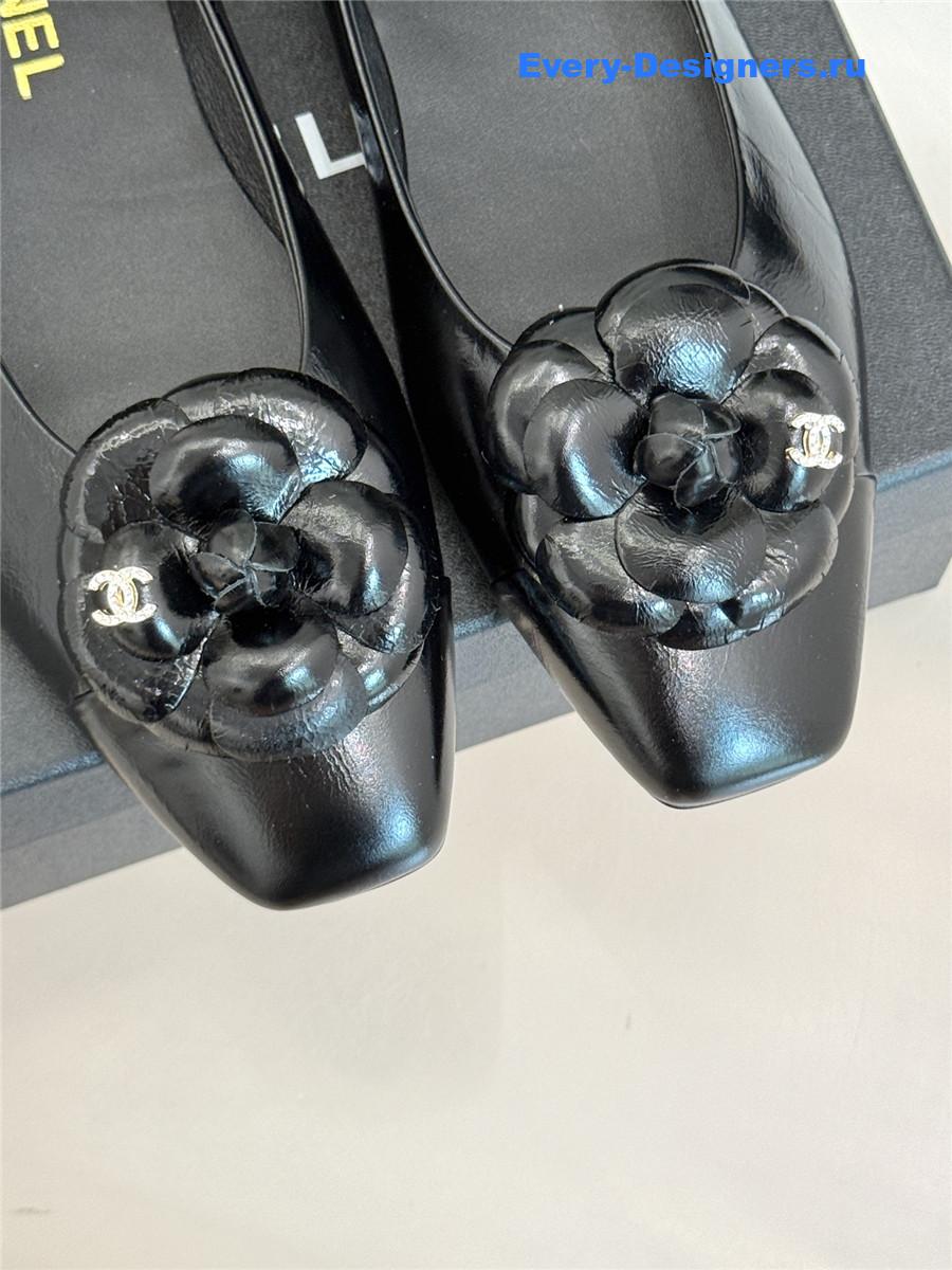 Ch**el black camellia mary jane flats
