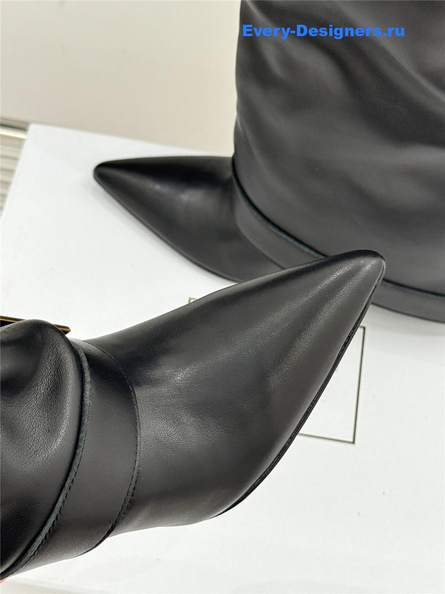 Balmain Anthe Black Leather Knee-High Boots