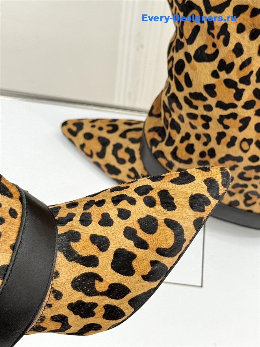 Balmain Anthem Leopard Print Leather Boots