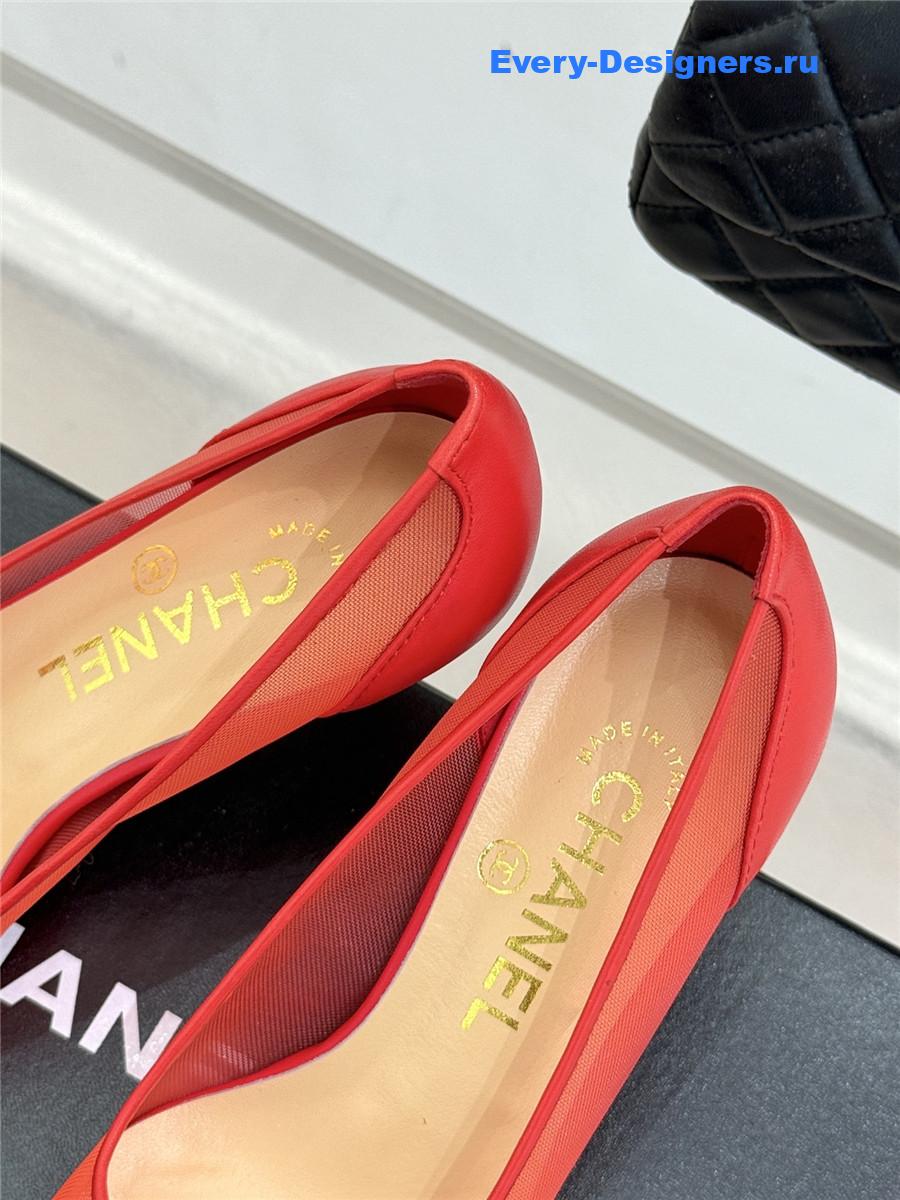 Ch**el red mesh logo toe pumps