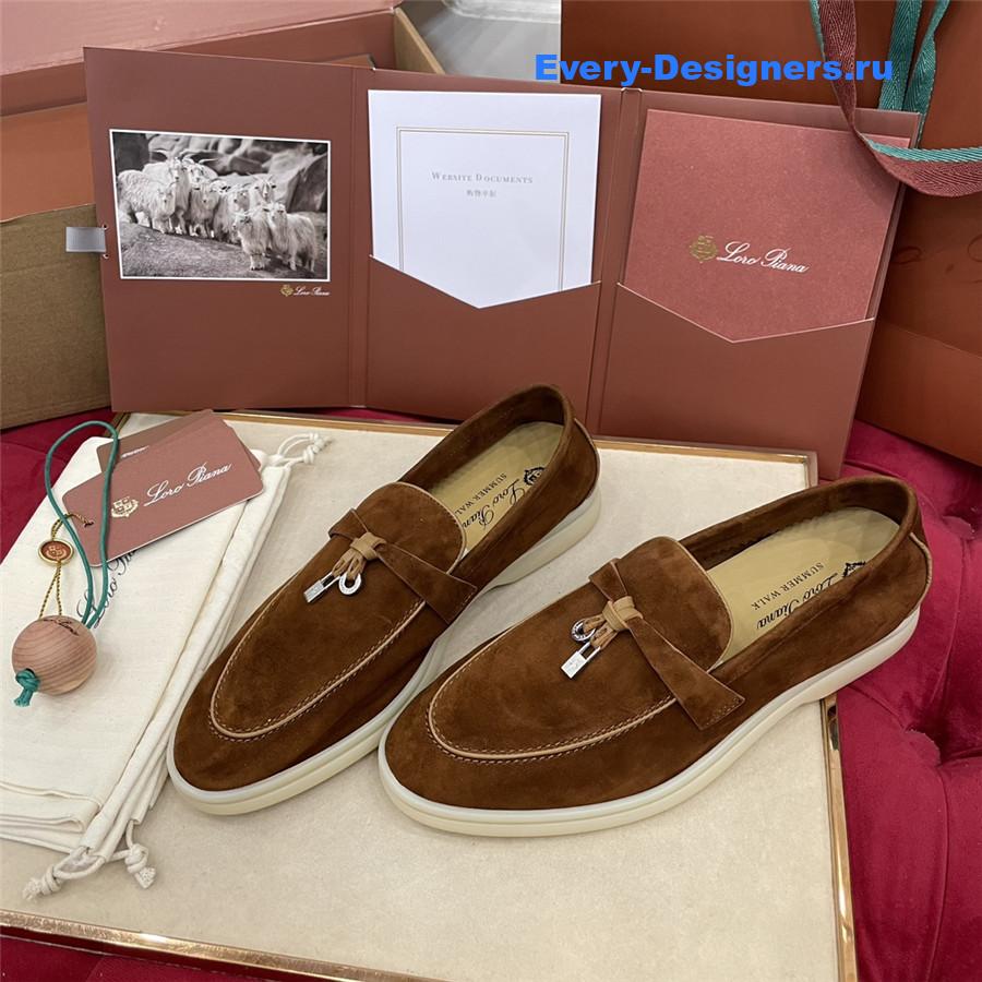 L0r0 P1ana brown suede walk loafers