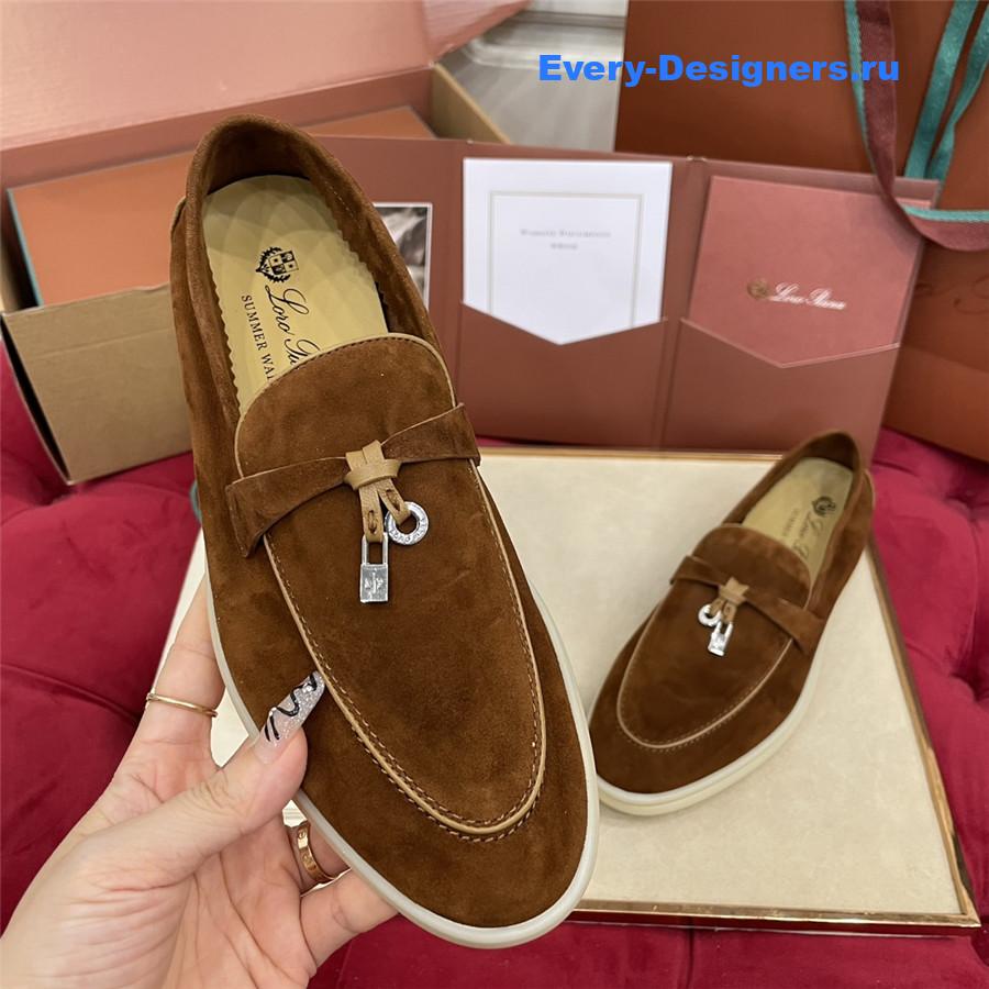 L0r0 P1ana brown suede walk loafers