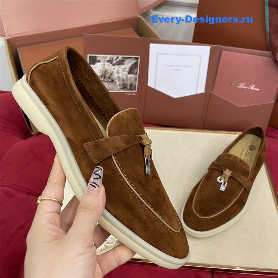 L0r0 P1ana brown suede walk loafers