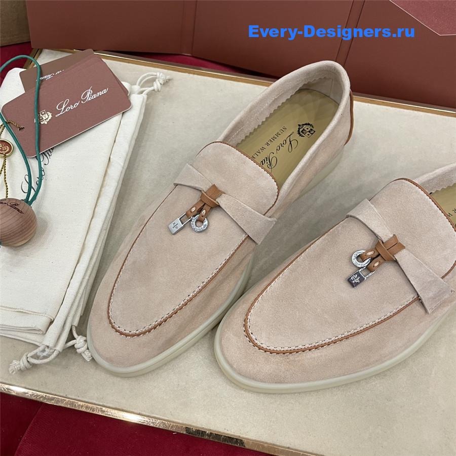 L0r0 P1ana beige suede walk loafers