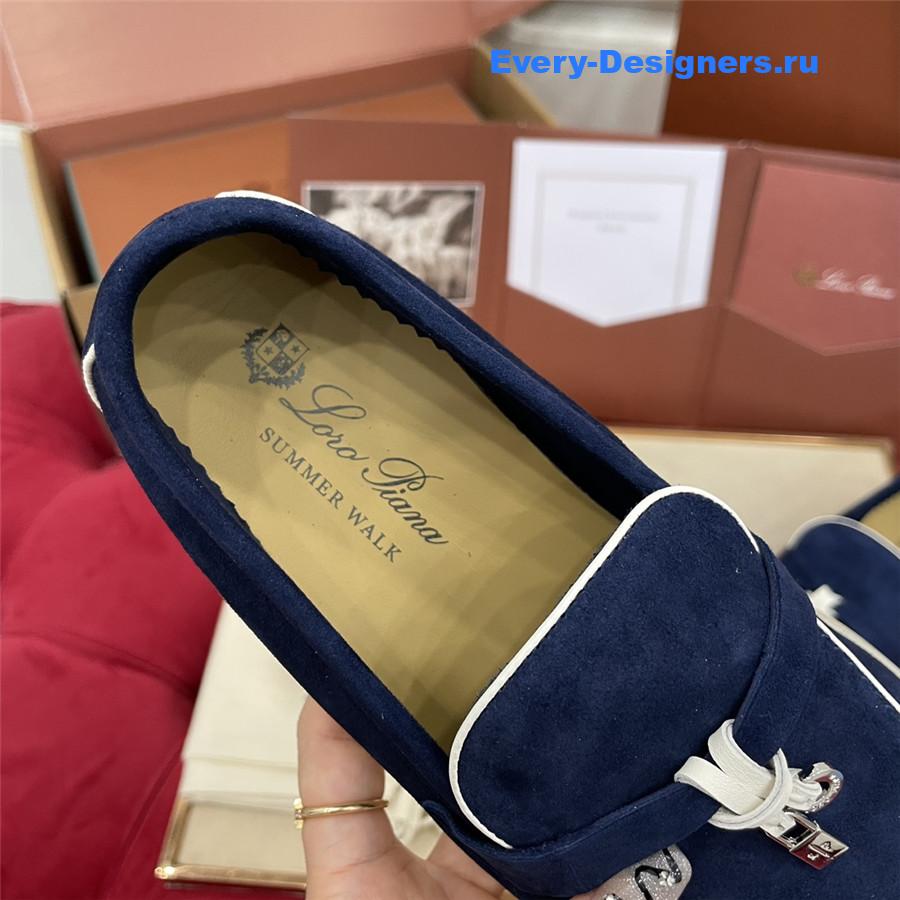 L0r0 P1ana blue suede walk loafers