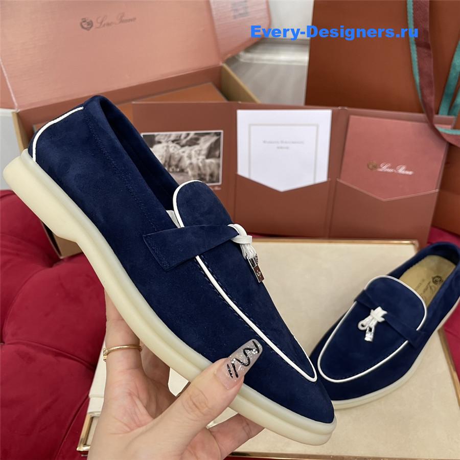 L0r0 P1ana blue suede walk loafers