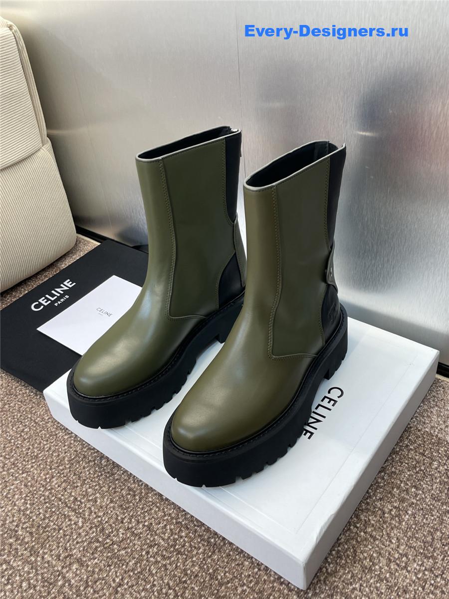 Ce1i*e bulky green calfskin boots