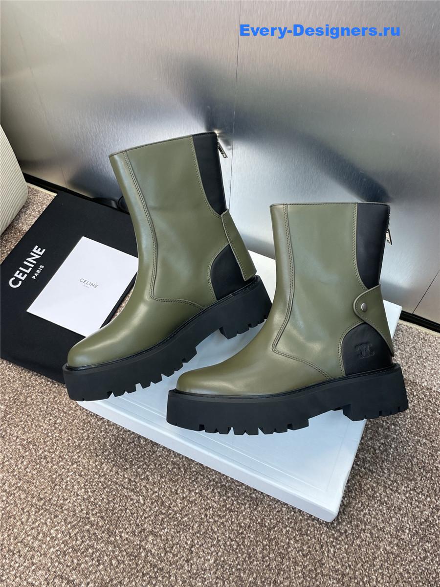 Ce1i*e bulky green calfskin boots
