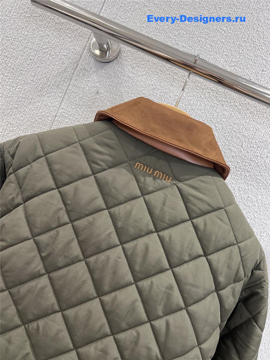 Miu Miu Military Green Quilted Pongé Blouson