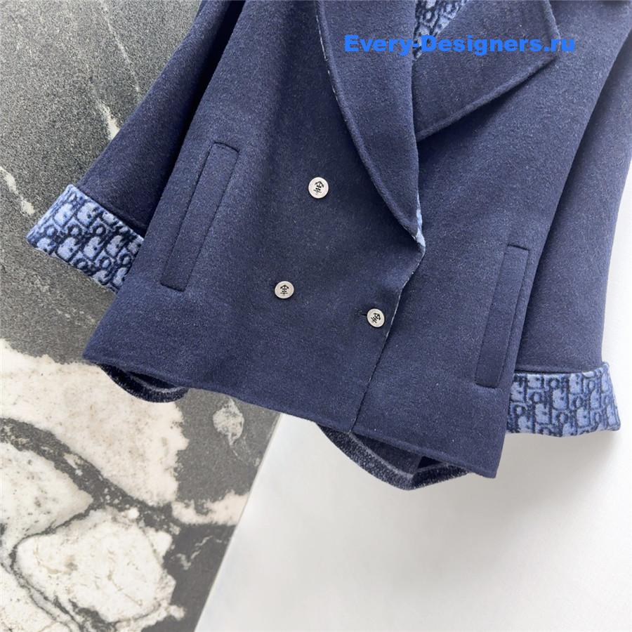 D10r dark blue cropped wool coat