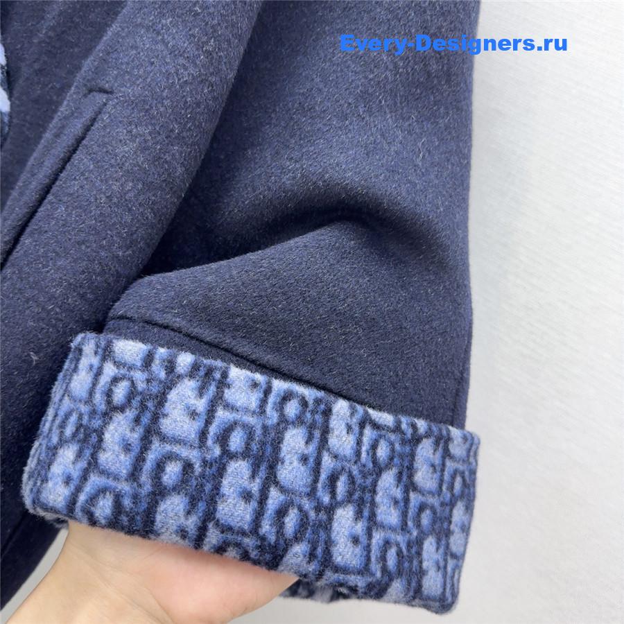 D10r dark blue cropped wool coat